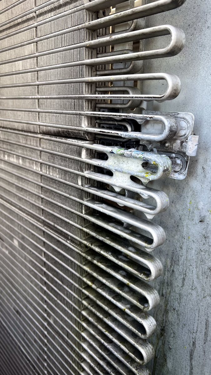 Close-up of HVAC coil tubing and fins
